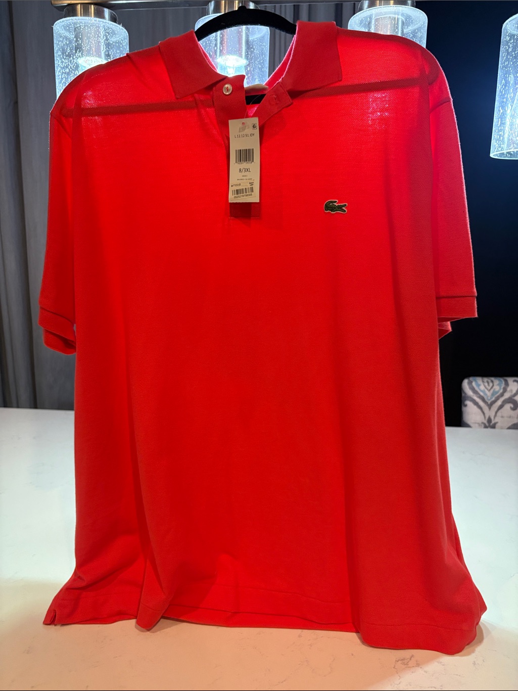 Lacoste Men's Bright Red Pique Polo With Crocodile Logo